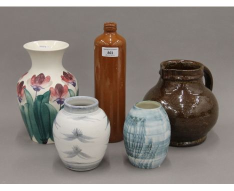 A quantity of Studio Pottery, etc., including a Rye pottery vase. The largest 27.5 cm high.