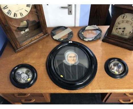 A Victorian oval pastel portrait of an old lady, 35cm x 28cm, a framed 'Souvenir de Notre Fille' and 'Notre bonne Mere' and t