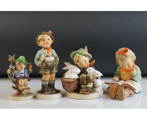 Four Goebel Hummel Figures including Brother (95) and Girl reading Book (8) 