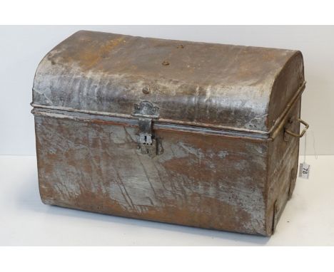 Vintage Tin Trunk with a distressed silvered finish, 57cms long x 38cms high 