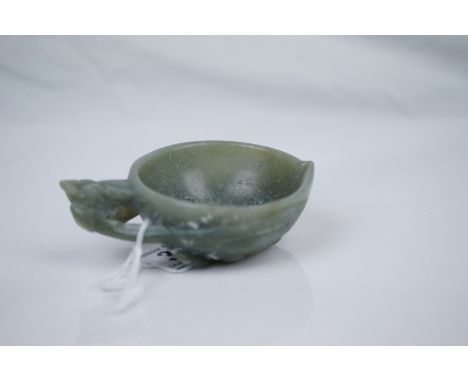 Jade Bowl carved in the form of a Leaf, 9.5cms long 