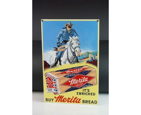Enamel Adverting Sign ' Buy Merita Bread ' featuring the Lone Ranger, ' 41cms x 27cms 