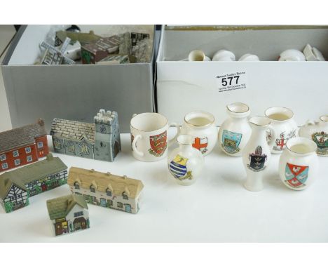 A quantity of Goss and other crested china together with a quantity of Wade houses church etc. 