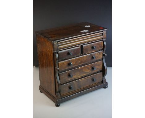 Apprentice Piece / Miniature Chest in the form of a Victorian Chest of Drawers, with cushion drawer above two short and three