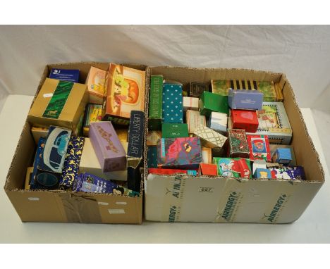 A large quantity in three boxes of vintage boxed Avon  perfume ,aftershave and gift collection novelties etc. 