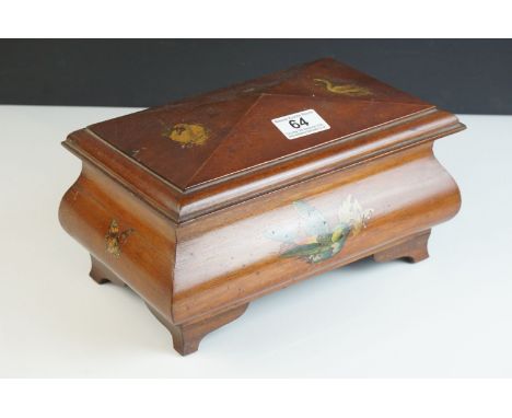 Vintage Wooden Jewellery Box decorated with Swans, Birds and Butterflies 