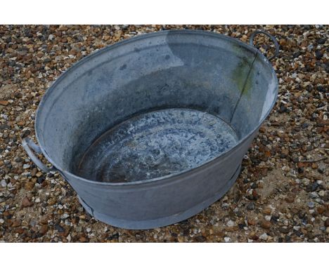 A galvanised vintage tin bath. 