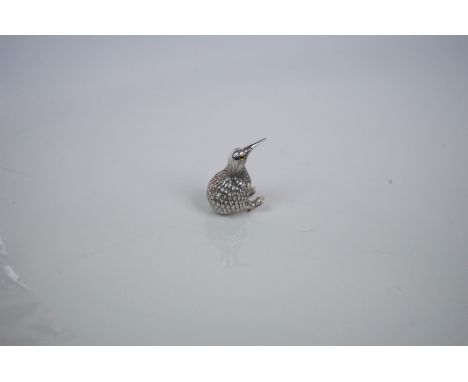 Silver Figure of a Water Bird with Glass Eyes 