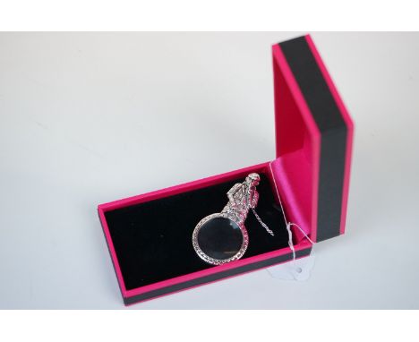 Silver Pendant Magnifying Glass in the form of a Detective 