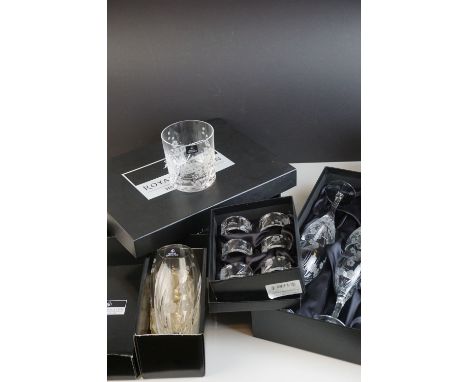 Five Boxed Royal Doulton Hand Cut Crystal ' Chelsea ' Glass Sets including-Six Tumblers, Six Sherry, Six Goblets, Six Napkin 