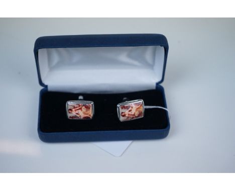 Pair of Silver and Enamel Nude Cufflinks, cased 