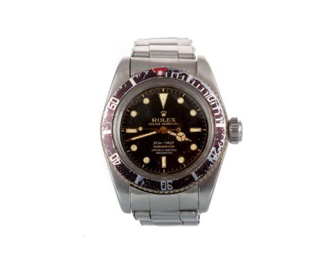 RARE: ROLEX SUBMARINER  JAMES BOND 'BIG CROWN FOUR LINER' 6538 AUTOMATIC WRIST WATCH, model 6538, dated 1958, the round black