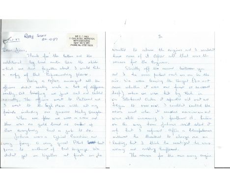 George Ives 617 sqn handwritten detailed letter about his career to Jim Shortland Dambuster WW2 Historian. Dropped first 22, 