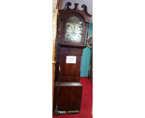 A 19th Century Mahogany Longcase Clock by James Sykes of Huddersfield; with a typical large North Country case, the hood with