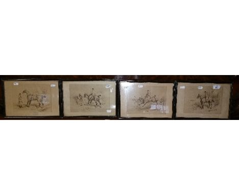 A Set of 19th Century Black and White Hunting Prints.