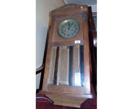 An American Style Oak Wall Clock & Barometer (in need of R&R)(2).