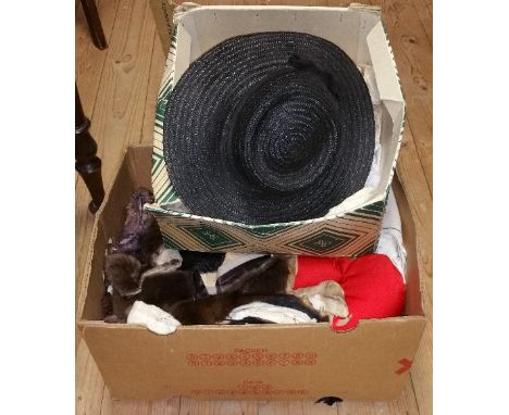 A Quantity of Vintage Hats and other Textiles.