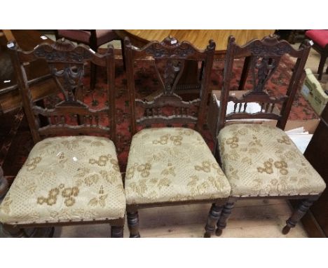 A Set of Six Edwardian Upholstered Dining Chairs along with an Oak Barley Twist Standard Lamp.