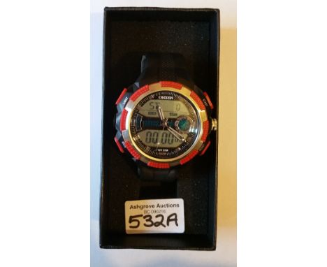A Mens Ohsen LED Digital and Analog Rubber Band Wrist Watch.