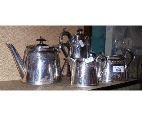 An Edwardian Four Piece Silver-Plated Tea Service with Hot Water Pot, in good condition.(4).