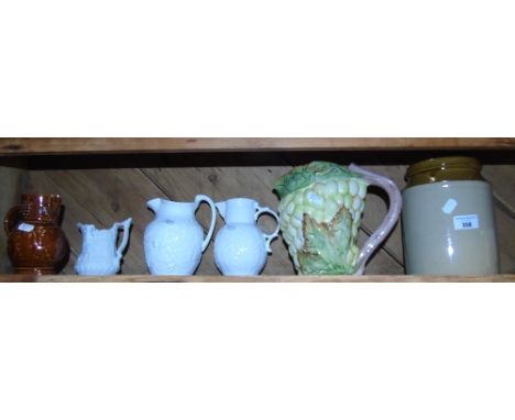Five Vintage Jugs & a Flour Jar.