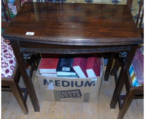 A Beautiful Early 20th Century Mahogany Fold Over Card Table with Blind Fretwork Detail, Circa 1920.