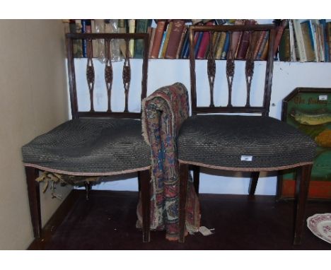 A Pair of Georgian Mahogany Side Chairs, and a vintage rug (3).