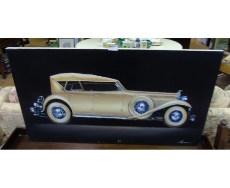 An Oil on Canvas Depicting a Vintage Motor Car. 