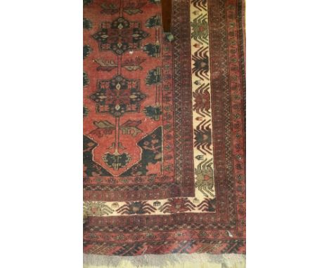 Afghan Red Ground Chobe Carpet, 300 x 200. (red allover with black).