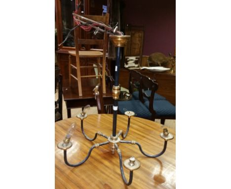 An Early 20th Century Very Heavy Metal and Brass Ceiling Light.