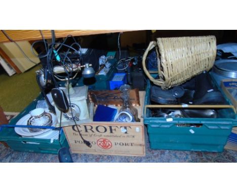 An Onyx Effect Vintage Style Telephone & Further Household Items, Aluminium Pans, etc.