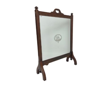 Regency design mahogany framed glass fire screen, glass panel with central Camel Calvary scene with pyramidsDimensions: Heigh