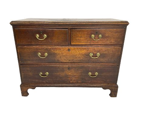George III oak chest, fitted with two short and two long drawers, on bracket feetDimensions: Height:&nbsp;82cm&nbsp; Length/W