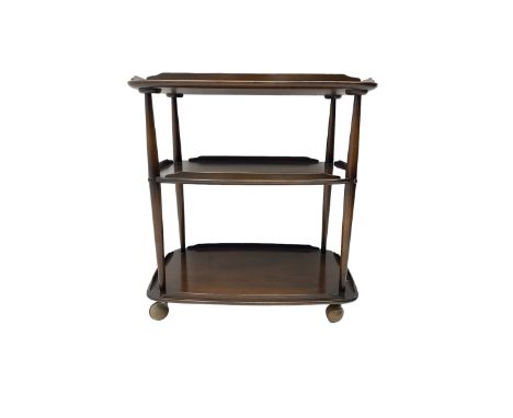 Ercol - dark elm and beech 'Windsor Three Tier Drinks Trolley' Dimensions: Height:&nbsp;77cm&nbsp; Length/Width:&nbsp;71cm&nb