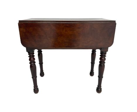 19th century walnut drop leaf side table, rectangular top with reeded edge, fitted with secret compartment with button action