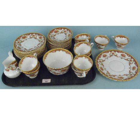 Royal Albert Crown china tea wares comprising of ten cups, twelve saucers, twelve side plates, milk, sugar and a sandwich pla