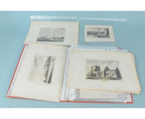 A folder of vintage mainly 19th Century prints, classical scenes, people, buildings etc