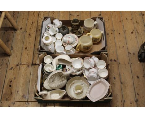 Two boxes of mixed china including Swans, Paragon 'Belinda' tea wares, Adnams jug, Elizabethan Cavendish coffee set etc