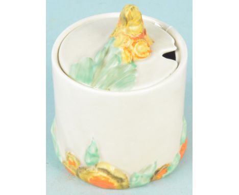 Clarice Cliff Wilkinson Ltd 'My Garden' jam pot with lid (small ship to lid)