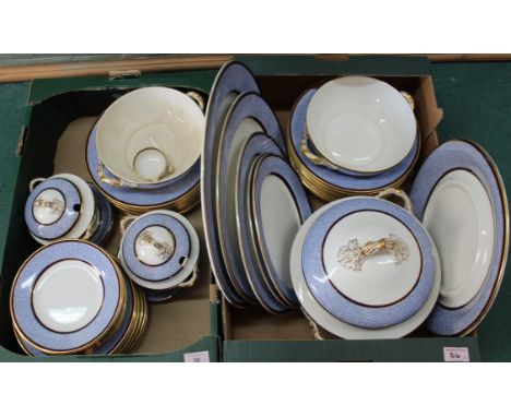 An extensive late Copeland Spode dinner service comprising of eleven dinner plates, twelve side plates, twelve small plates, 