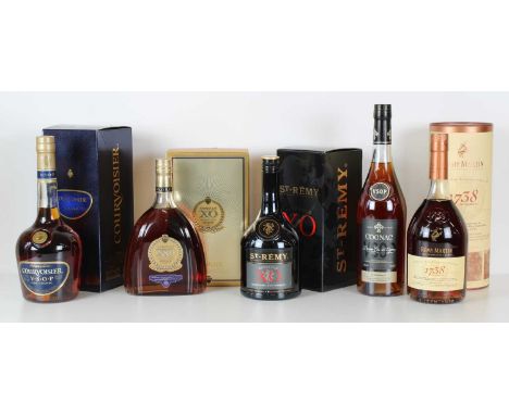 5 bottles Mixed Lot Fine VSOP & XO Cognac and French Brandy  5 bottles Mixed Lot Fine VSOP & XO Cognac and French Brandy comp