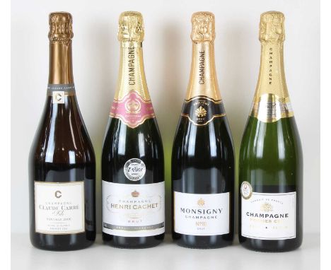 4 bottles Mixed Lot Fine Champagne 4 bottles Mixed Lot Fine Champagne comprising: 1 bottle Champagne Claude Carre et Fils Bla