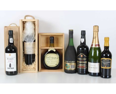 7 bottles including one 37.5cl. half bottle Mixed Lot Rare Vintage 1945 Rivesaltes Port, Madeira, Marsala, Champagne, Armagna