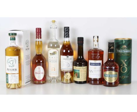 7 bottles including 50cl. and 35cl. Mixed Lot Fine Cognac , Armagnac and Aged French Brandy, Grappa, Calvados and Somerset Ci