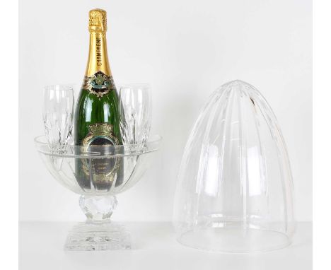 Champagne Ice Bowl with 5 Fine Crystal Glasses and Stand 1 Green boxed Brunner Cristallerie des Vosges Crystal Glass Champagn