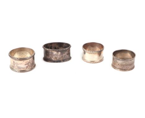 Four silver napkin rings, various dates and makers, 128g (4).