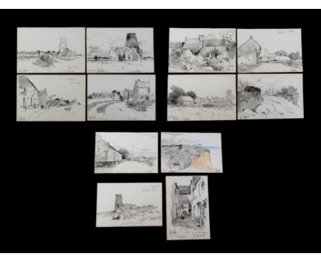 George Charles Haité (8 June 1855 – 31 March 1924)  - a set of ten pencil and watercolour sketches of various rural scenes in