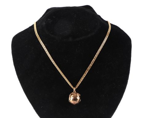 A 9ct gold necklace, 8.6g, with a Masonic silver gilt ball pendant.Condition ReportChain length 16 inches