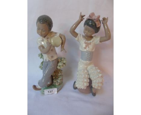Pair of Lladro figures Rhumba and Bongo Beat complete with box