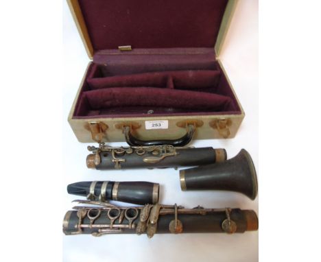 Antique cased wooden clarinet